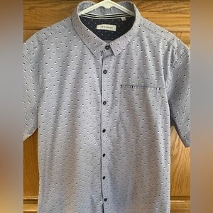 7 Diamonds Light Blue Patterned Button Down Shirt Men’s XL